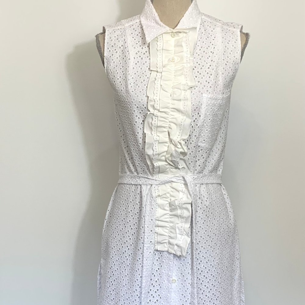 PRADA White Eyelet Sleeveless Dress Dress Size 44